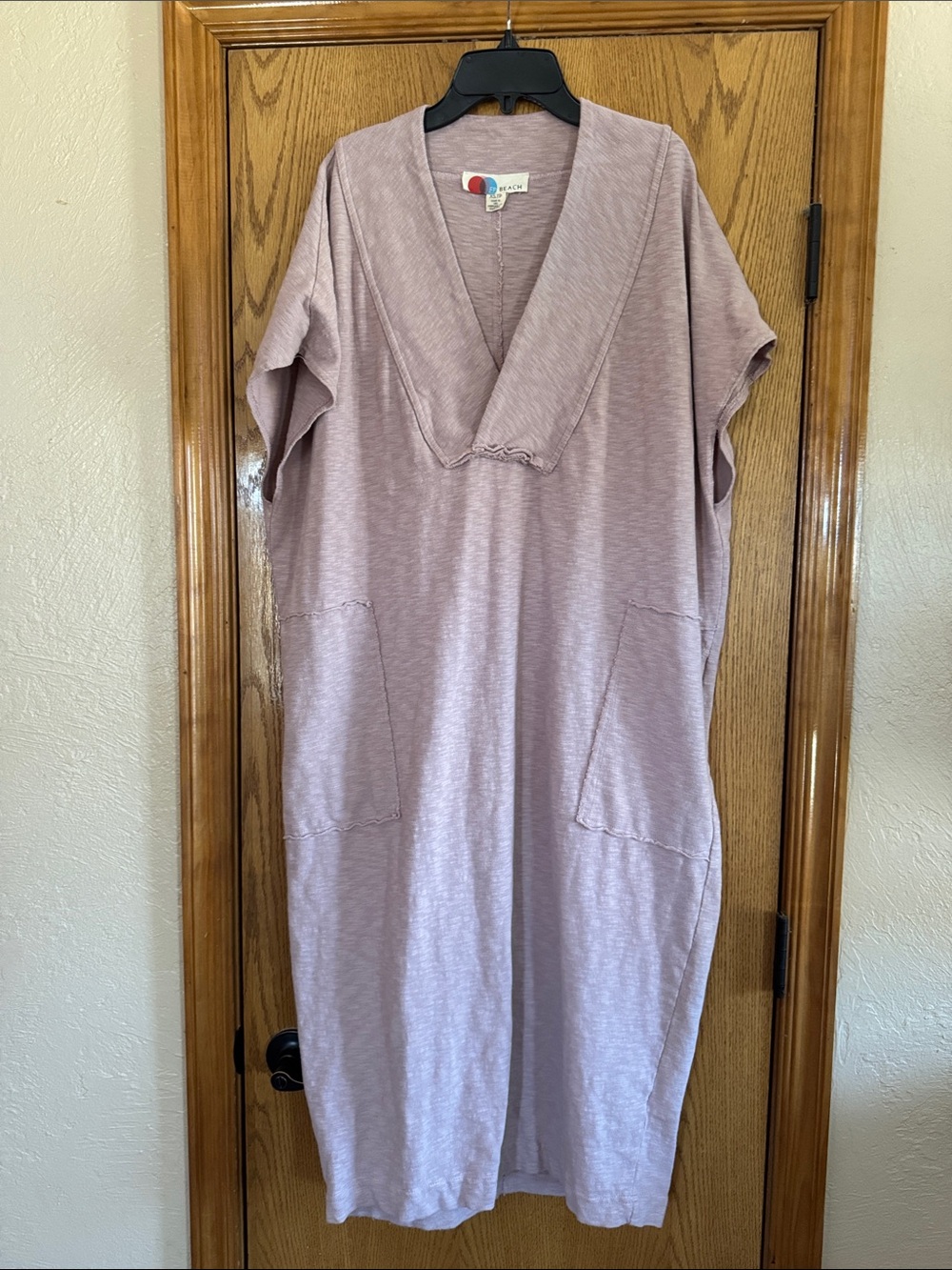 Free People Lavender V-Neck Pocket Caftan
